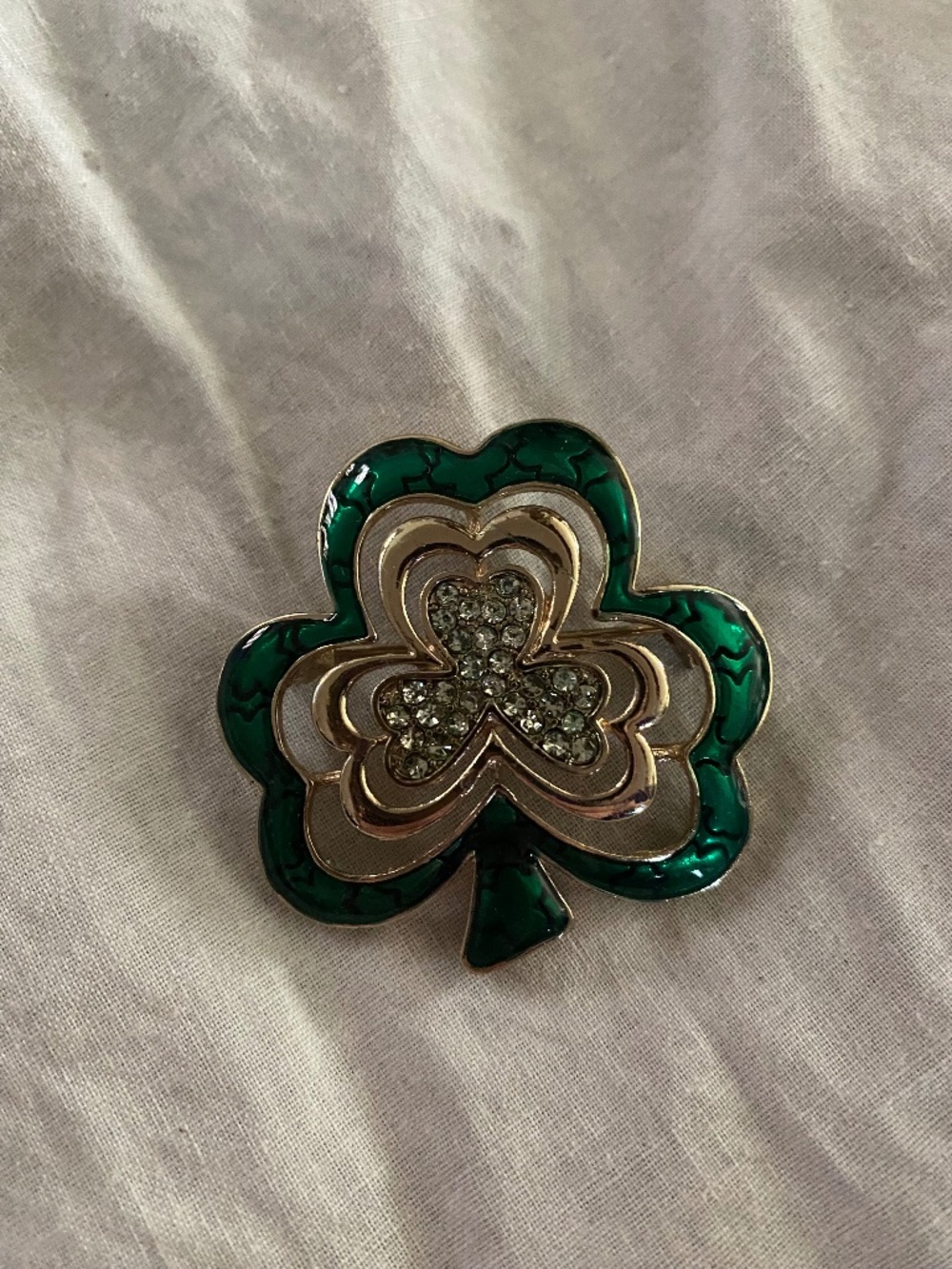Napier Shamrock pin w/rhinestones